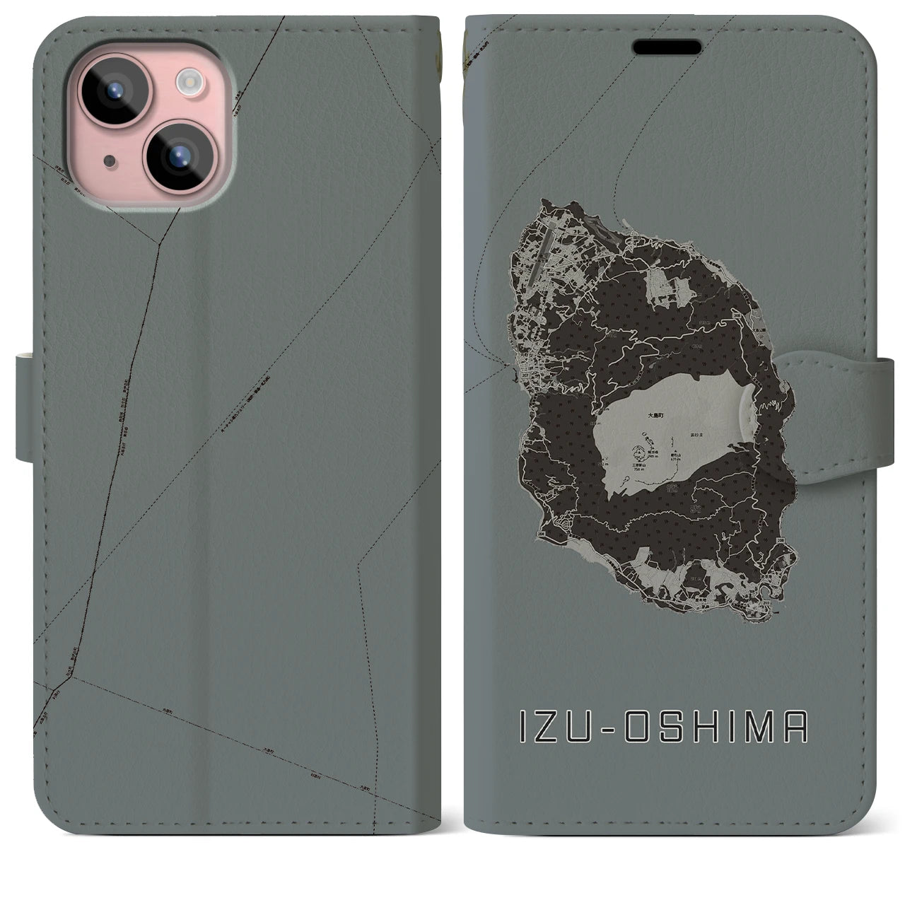 【伊豆大島(東京都)】地図柄iPhoneケース(手帳タイプ)