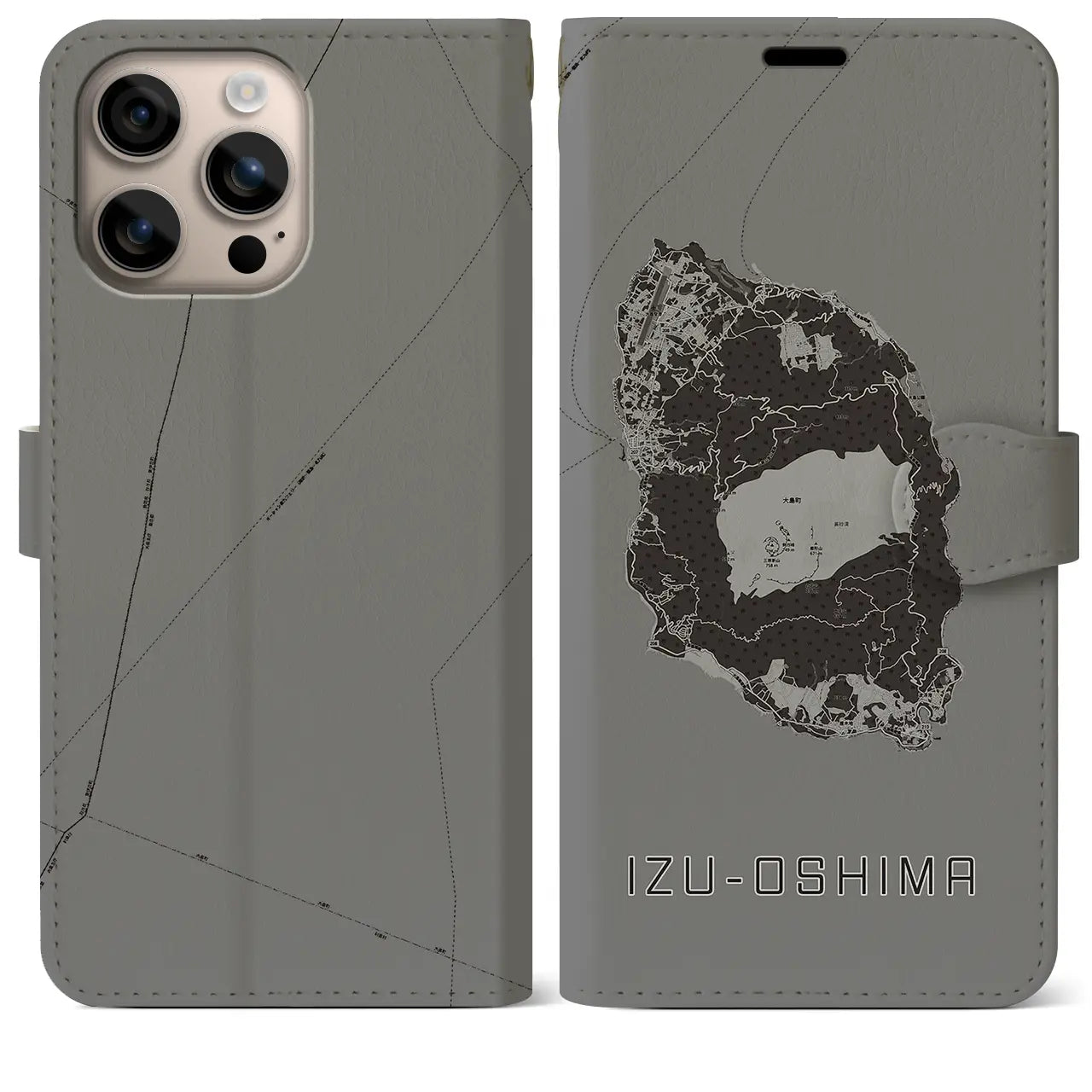 【伊豆大島(東京都)】地図柄iPhoneケース(手帳タイプ)