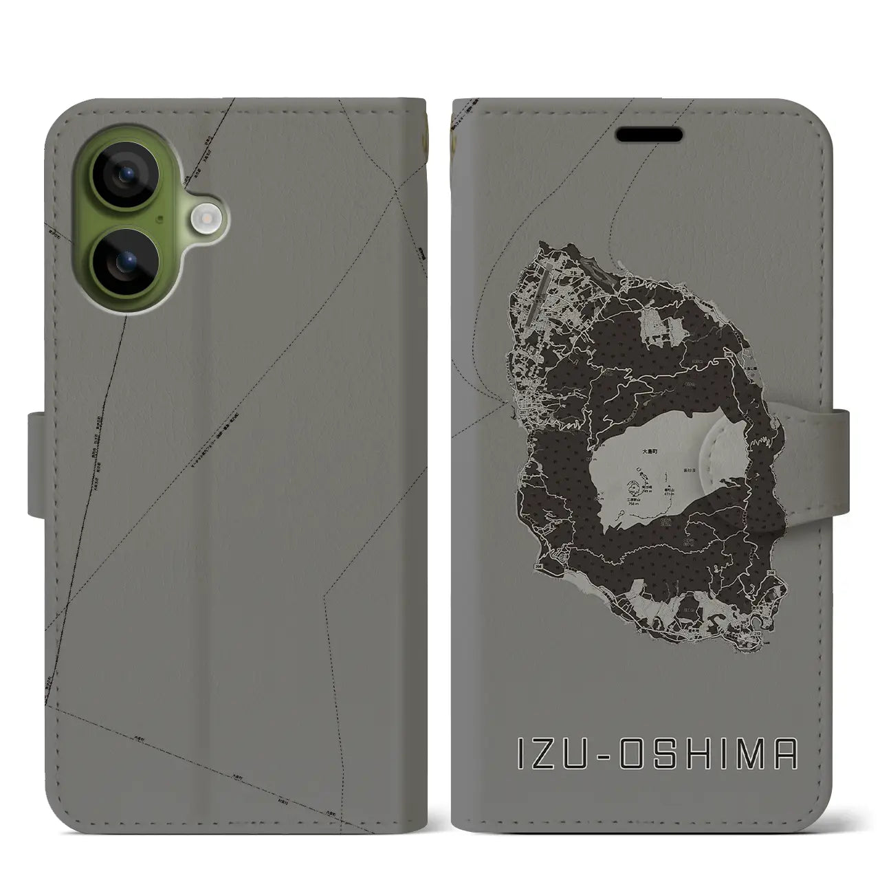 【伊豆大島(東京都)】地図柄iPhoneケース(手帳タイプ)