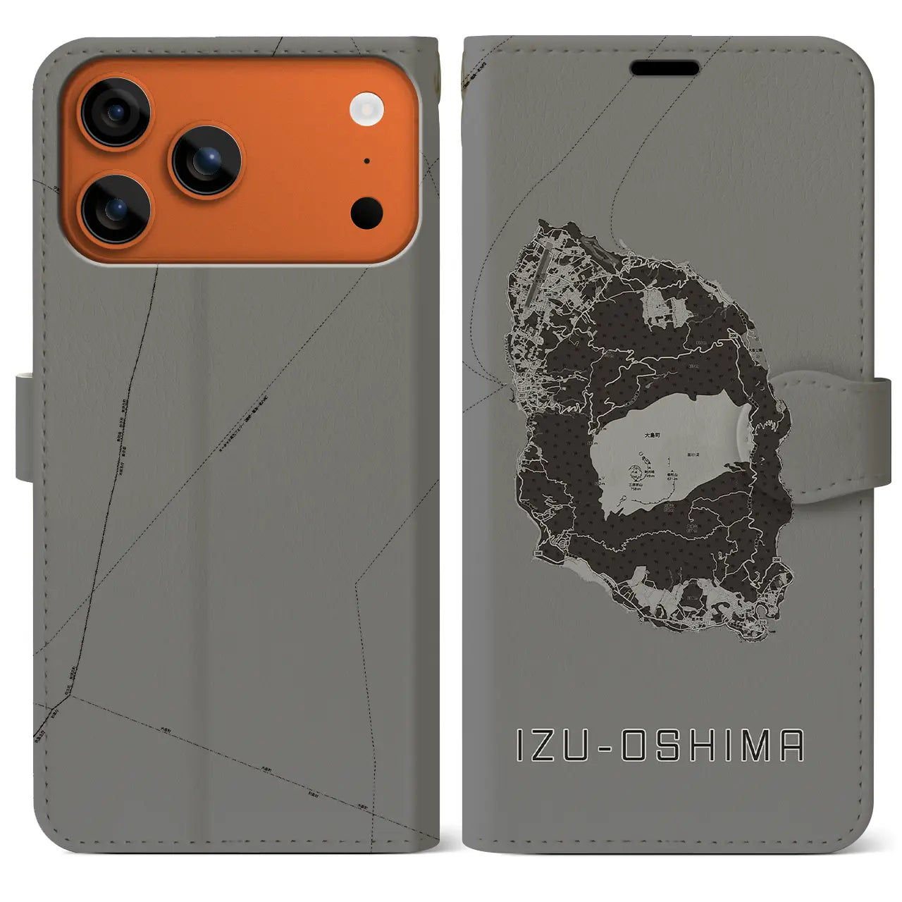 【伊豆大島(東京都)】地図柄iPhoneケース(手帳タイプ)