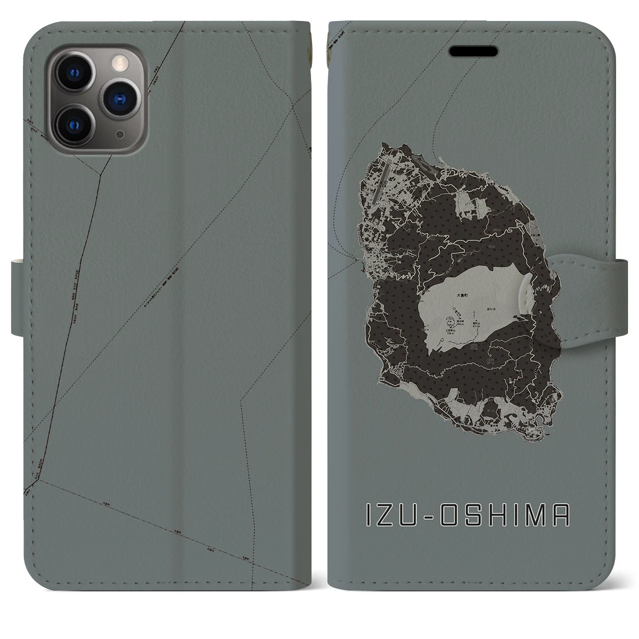 【伊豆大島(東京都)】地図柄iPhoneケース(手帳タイプ)