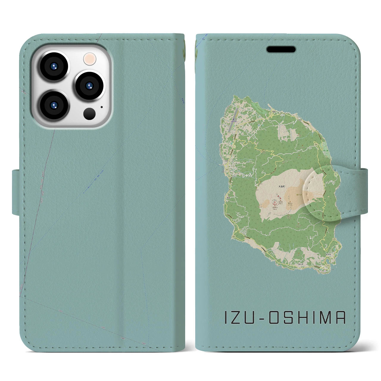 【伊豆大島(東京都)】地図柄iPhoneケース(手帳タイプ)