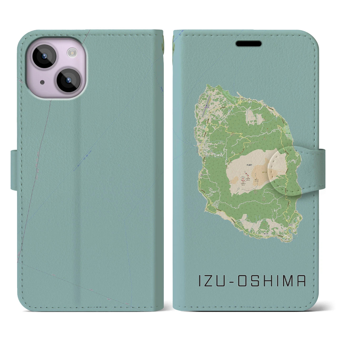 【伊豆大島(東京都)】地図柄iPhoneケース(手帳タイプ)