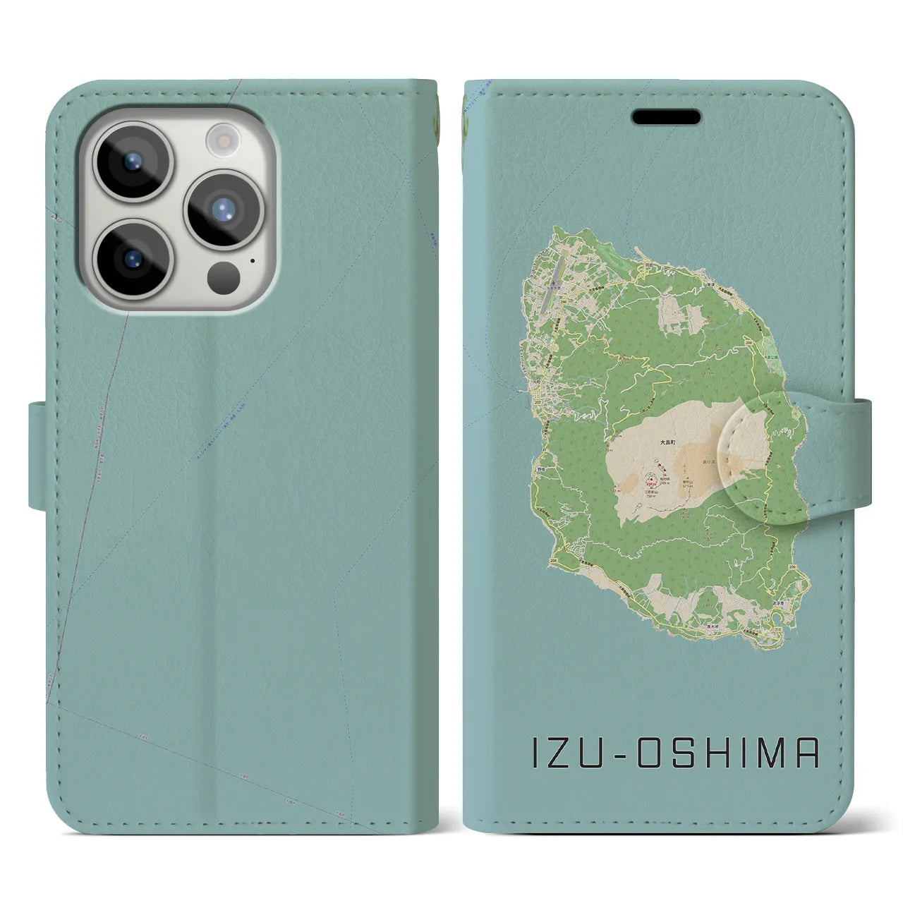 【伊豆大島(東京都)】地図柄iPhoneケース(手帳タイプ)