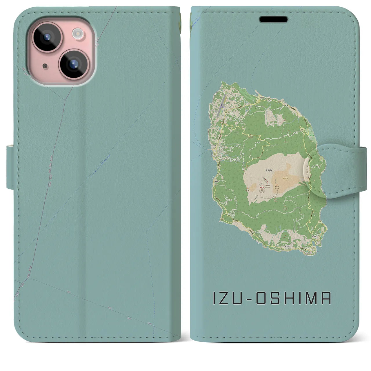 【伊豆大島(東京都)】地図柄iPhoneケース(手帳タイプ)