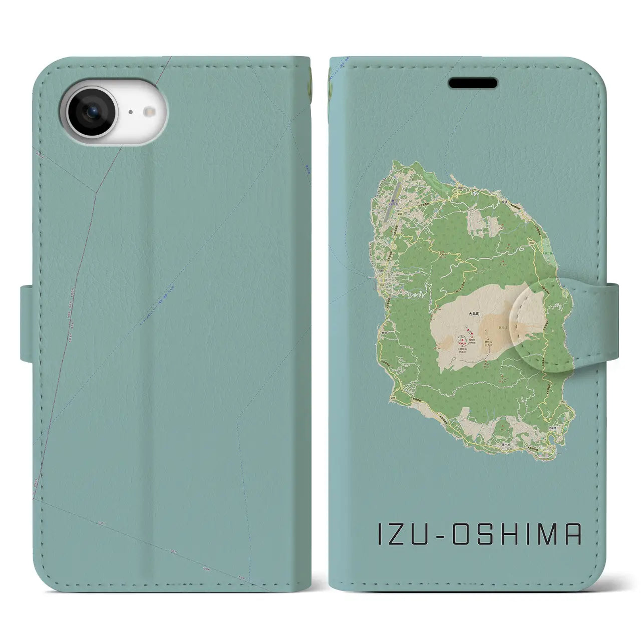 【伊豆大島(東京都)】地図柄iPhoneケース(手帳タイプ)