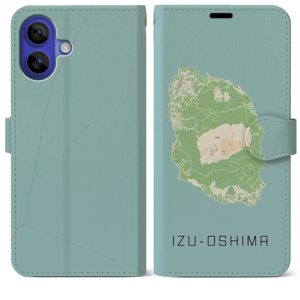 【伊豆大島(東京都)】地図柄iPhoneケース(手帳タイプ)ナチュラル・iPhone 16 Pro Max 用