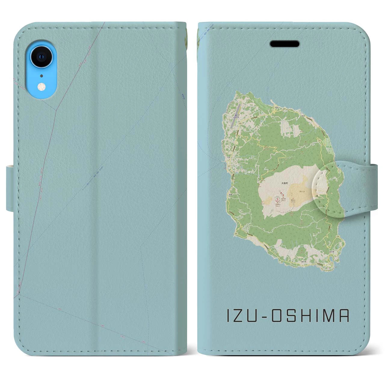 【伊豆大島(東京都)】地図柄iPhoneケース(手帳タイプ)ナチュラル・iPhone XR 用