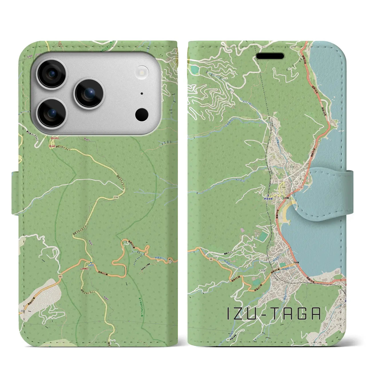 【伊豆多賀(静岡県)】地図柄iPhoneケース(手帳タイプ)