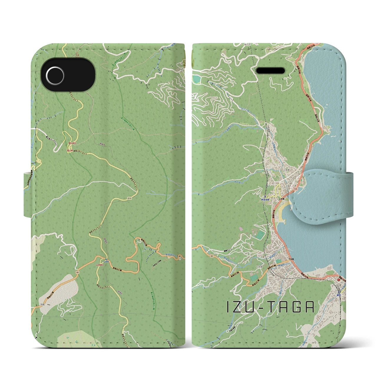 【伊豆多賀(静岡県)】地図柄iPhoneケース(手帳タイプ)