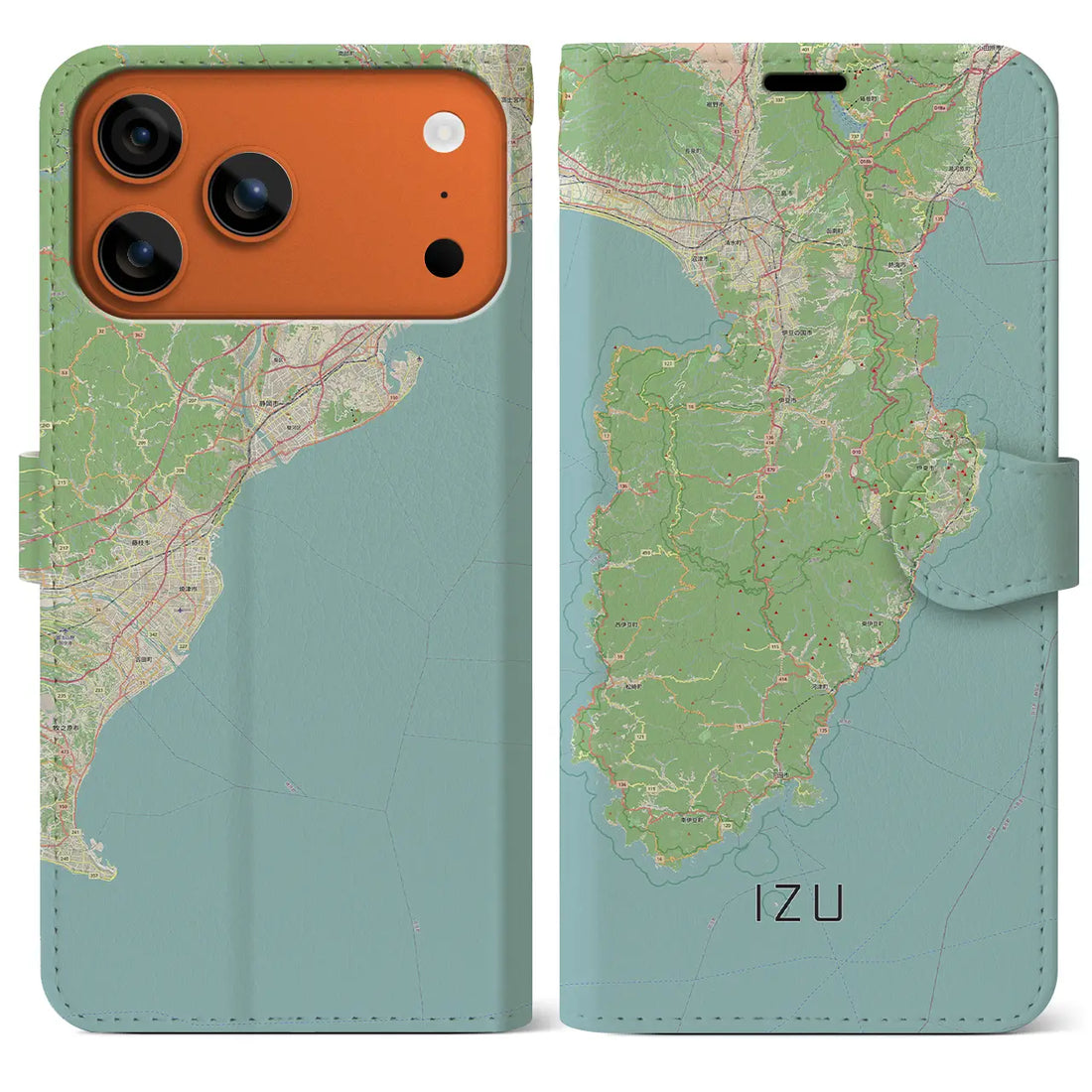 【伊豆2(静岡県)】地図柄iPhoneケース(手帳タイプ)モノトーン・iPhone 17 Pro Max 用