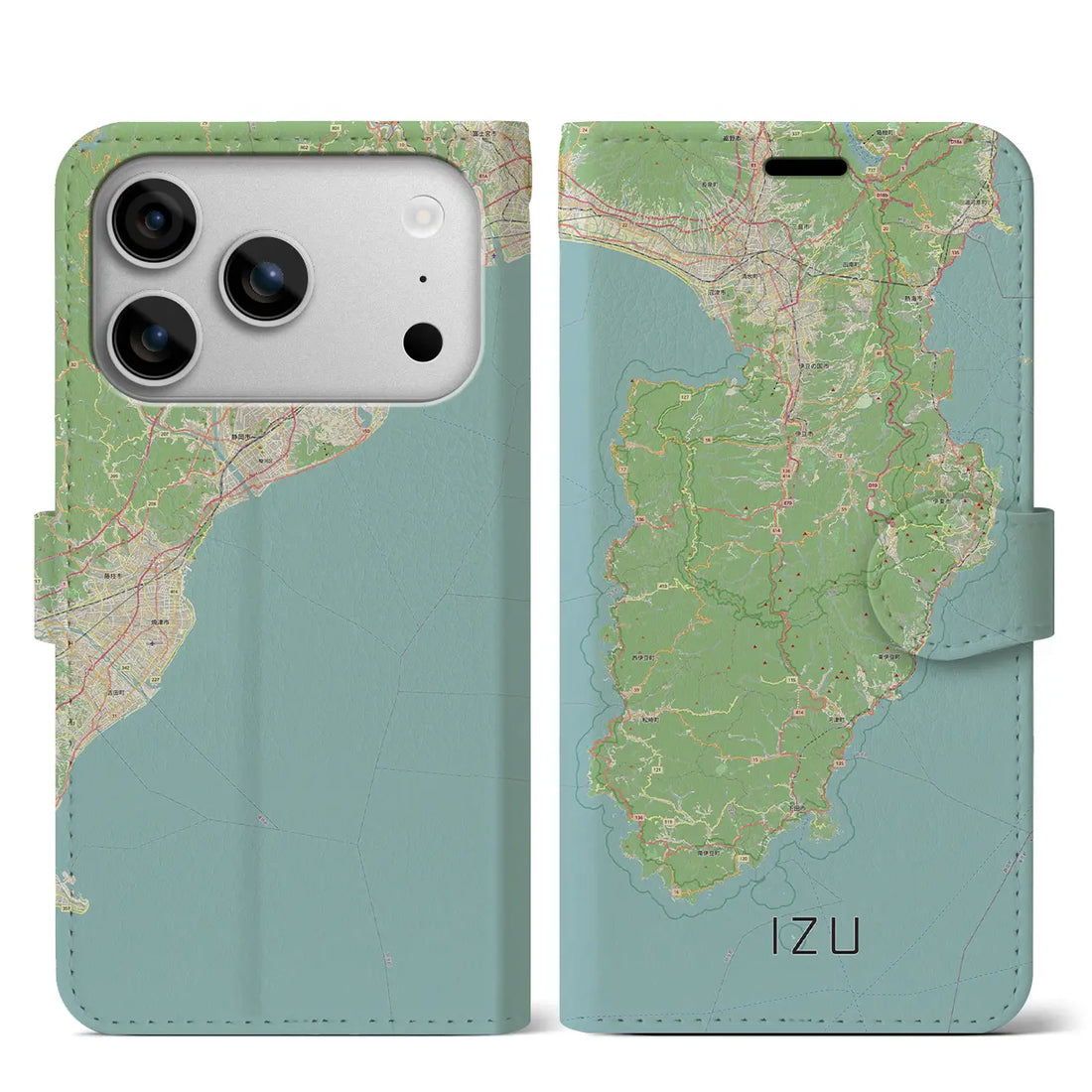 【伊豆2(静岡県)】地図柄iPhoneケース(手帳タイプ)ナチュラル・iPhone 17 Pro Max 用
