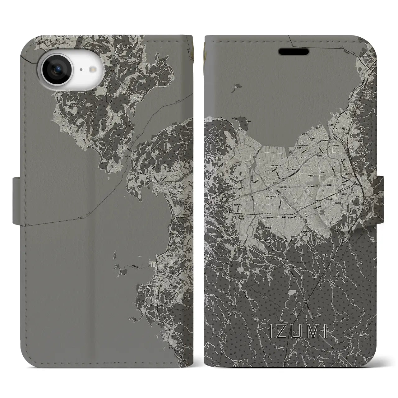 【出水(鹿児島県)】地図柄iPhoneケース(手帳タイプ)