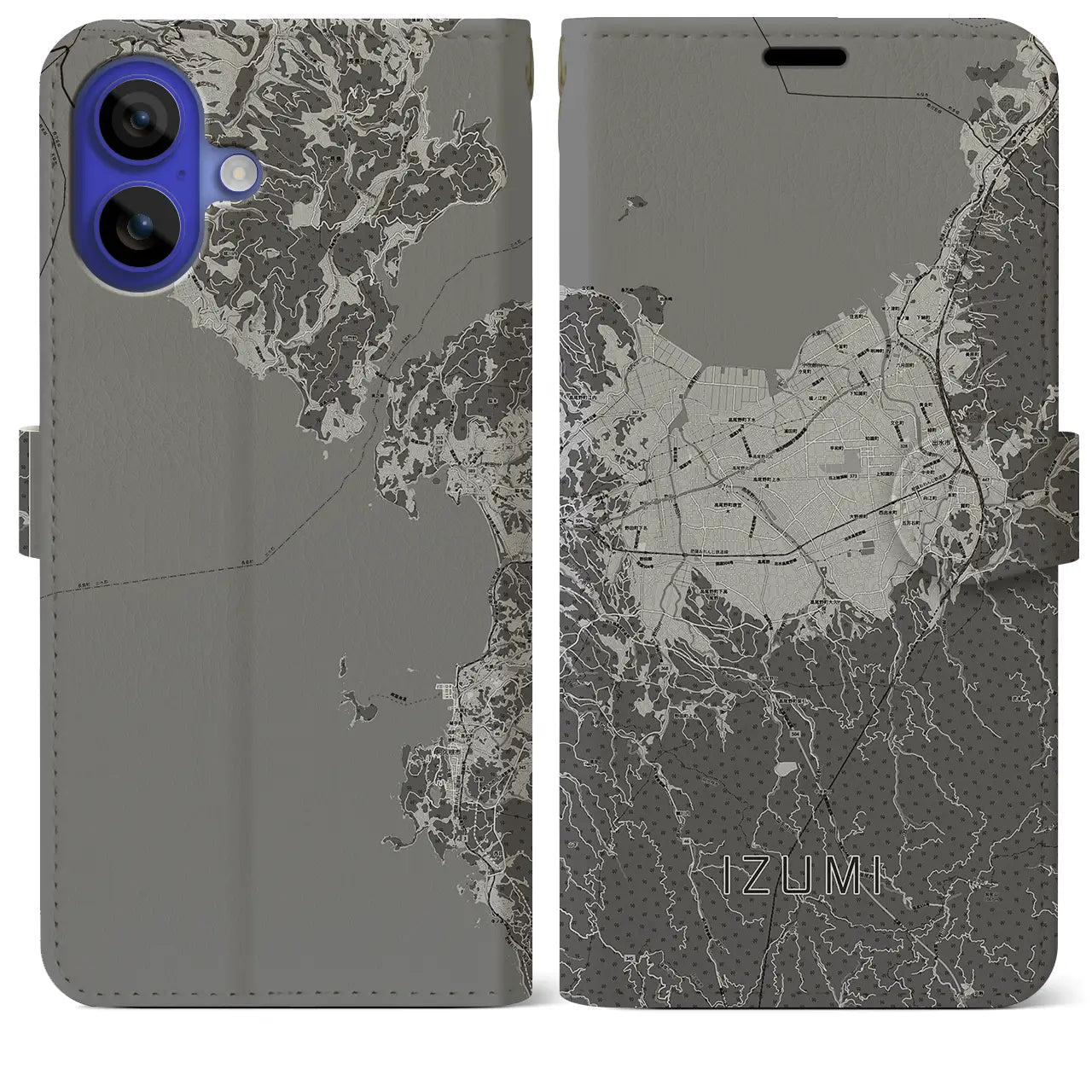 【出水(鹿児島県)】地図柄iPhoneケース(手帳タイプ)