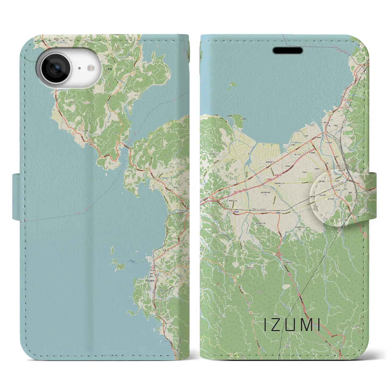 【出水(鹿児島県)】地図柄iPhoneケース(手帳タイプ)