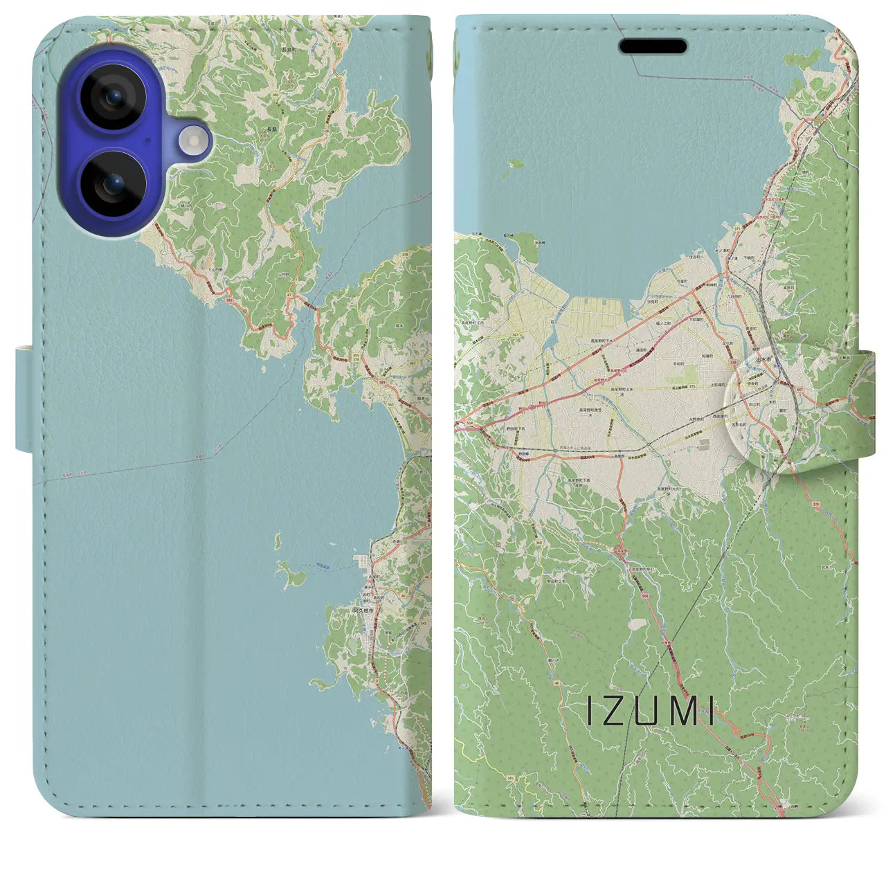 【出水(鹿児島県)】地図柄iPhoneケース(手帳タイプ)ナチュラル・iPhone 16 Pro Max 用