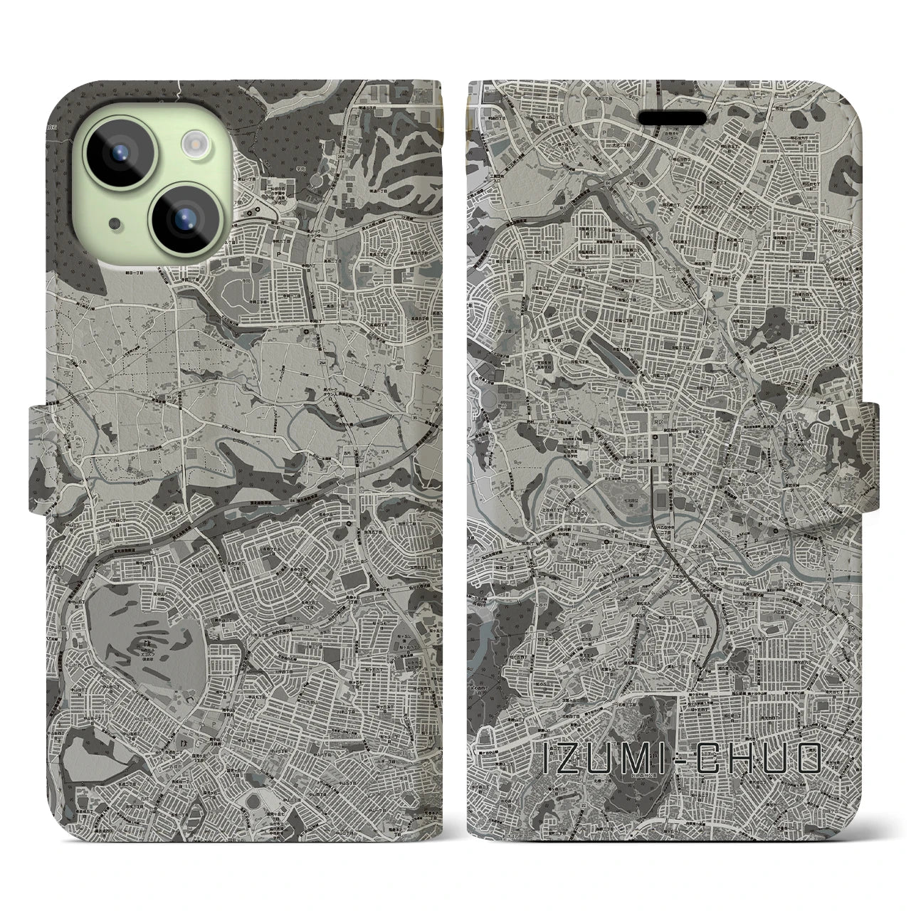 【泉中央(宮城県)】地図柄iPhoneケース(手帳タイプ)