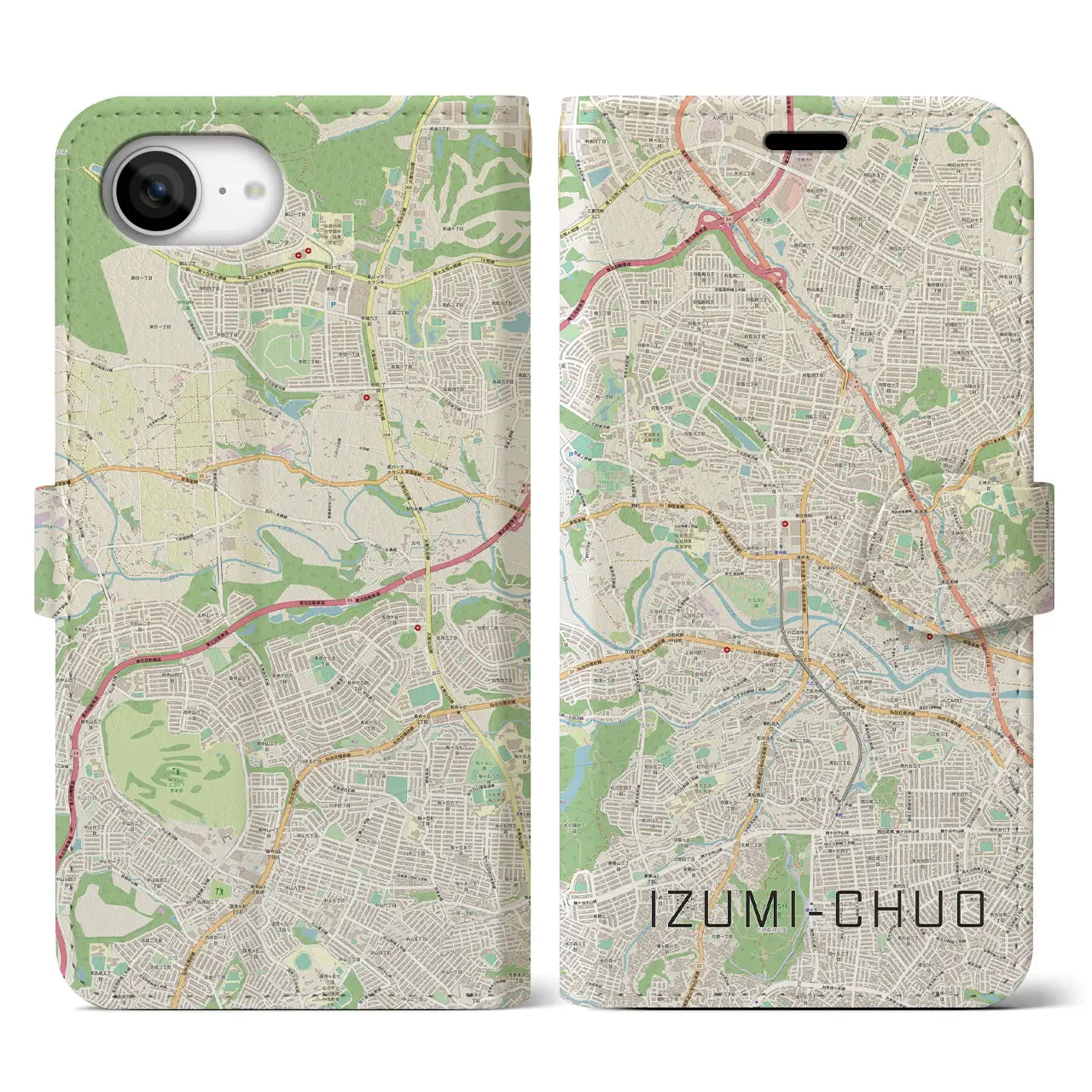 【泉中央(宮城県)】地図柄iPhoneケース(手帳タイプ)