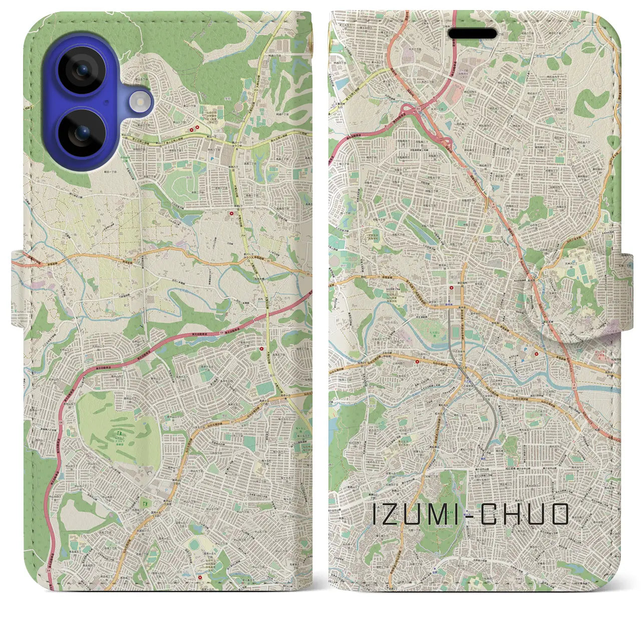 【泉中央(宮城県)】地図柄iPhoneケース(手帳タイプ)ナチュラル・iPhone 16 Pro Max 用