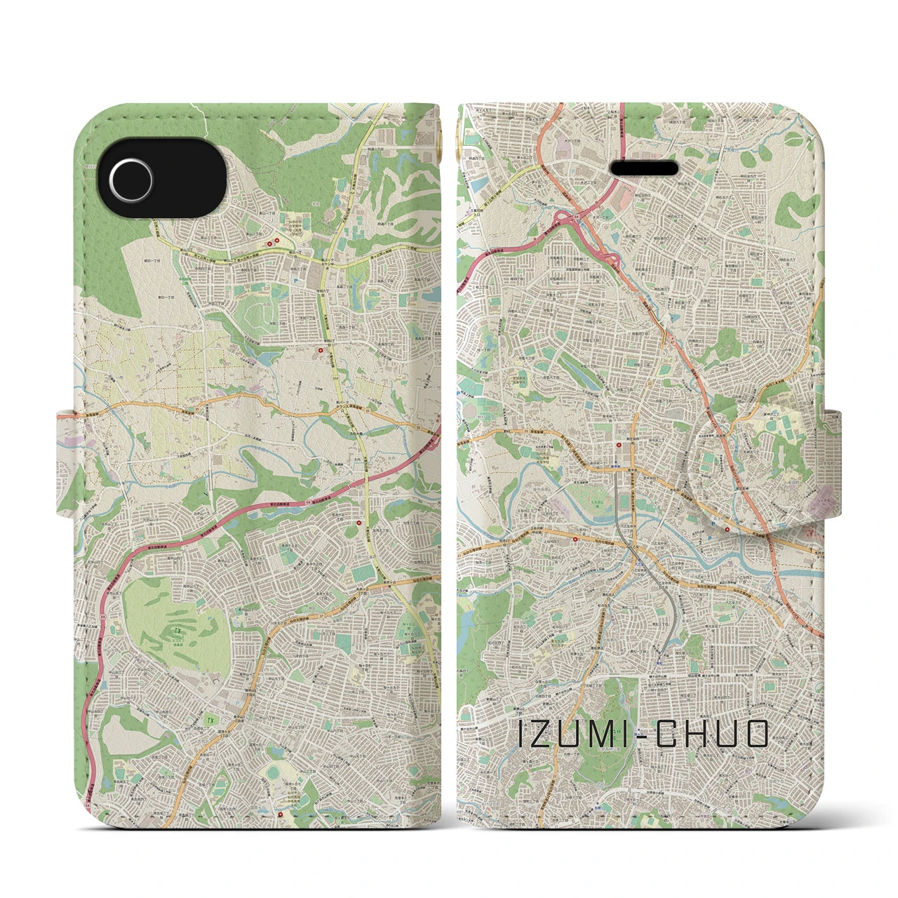 【泉中央(宮城県)】地図柄iPhoneケース(手帳タイプ)
