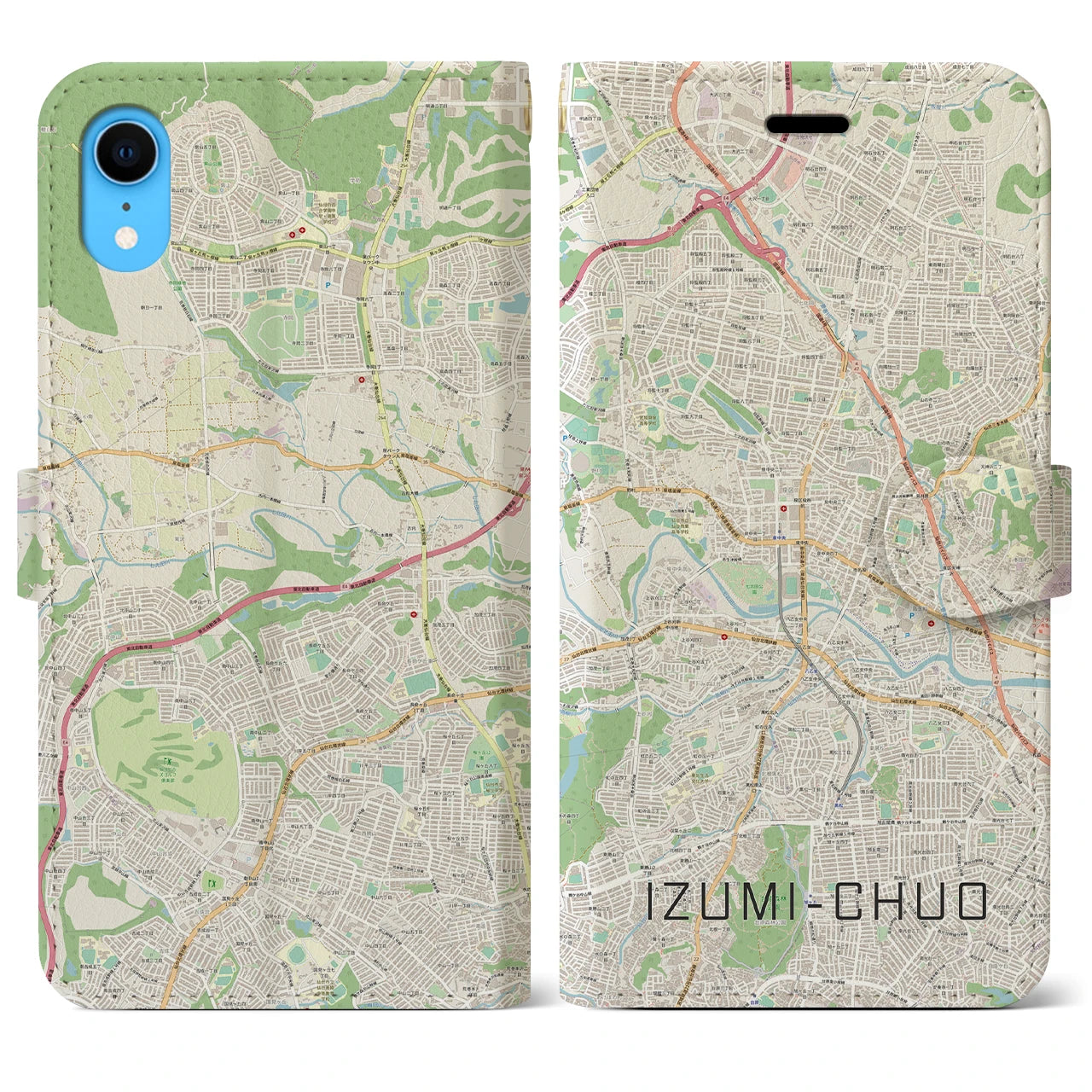 【泉中央(宮城県)】地図柄iPhoneケース(手帳タイプ)ナチュラル・iPhone XR 用