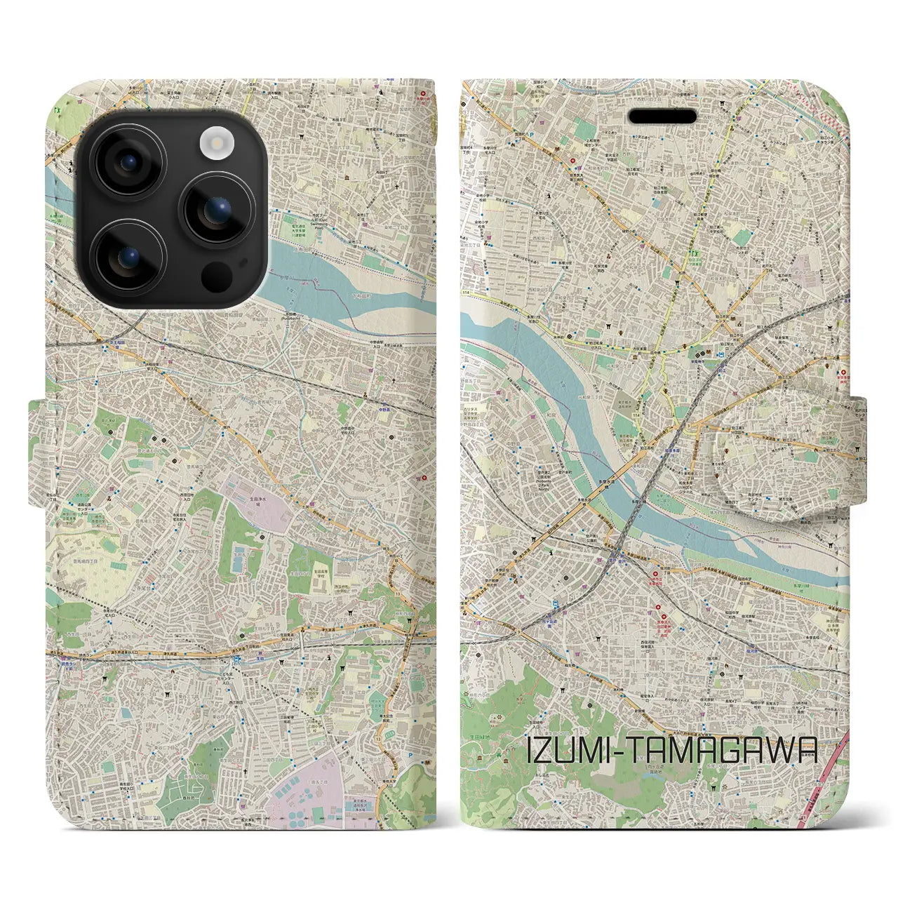 【和泉多摩川(東京都)】地図柄iPhoneケース(手帳タイプ)ナチュラル・iPhone 16 用