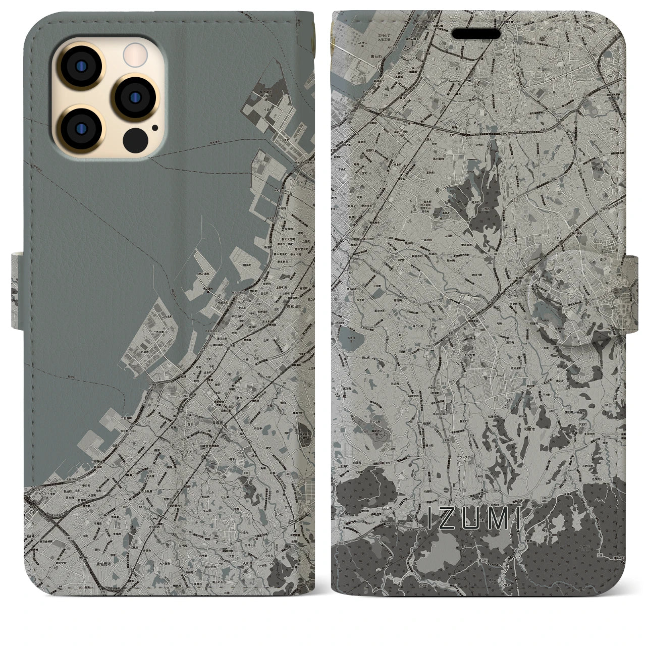 【和泉(大阪府)】地図柄iPhoneケース(手帳タイプ)