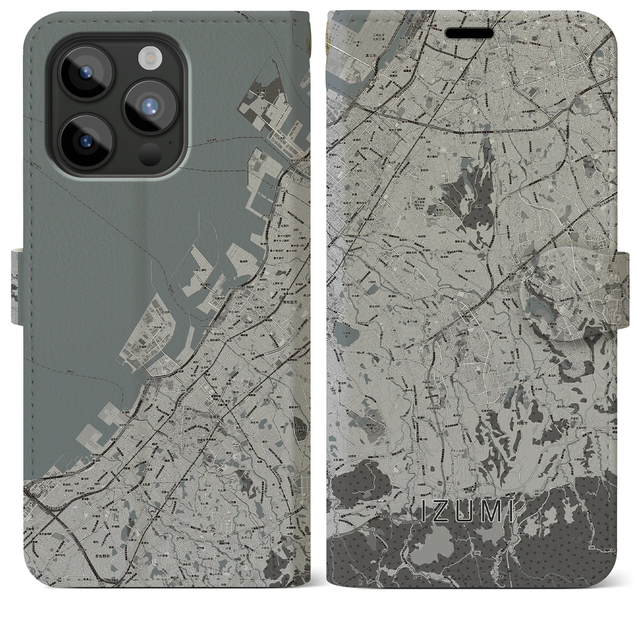 【和泉(大阪府)】地図柄iPhoneケース(手帳タイプ)