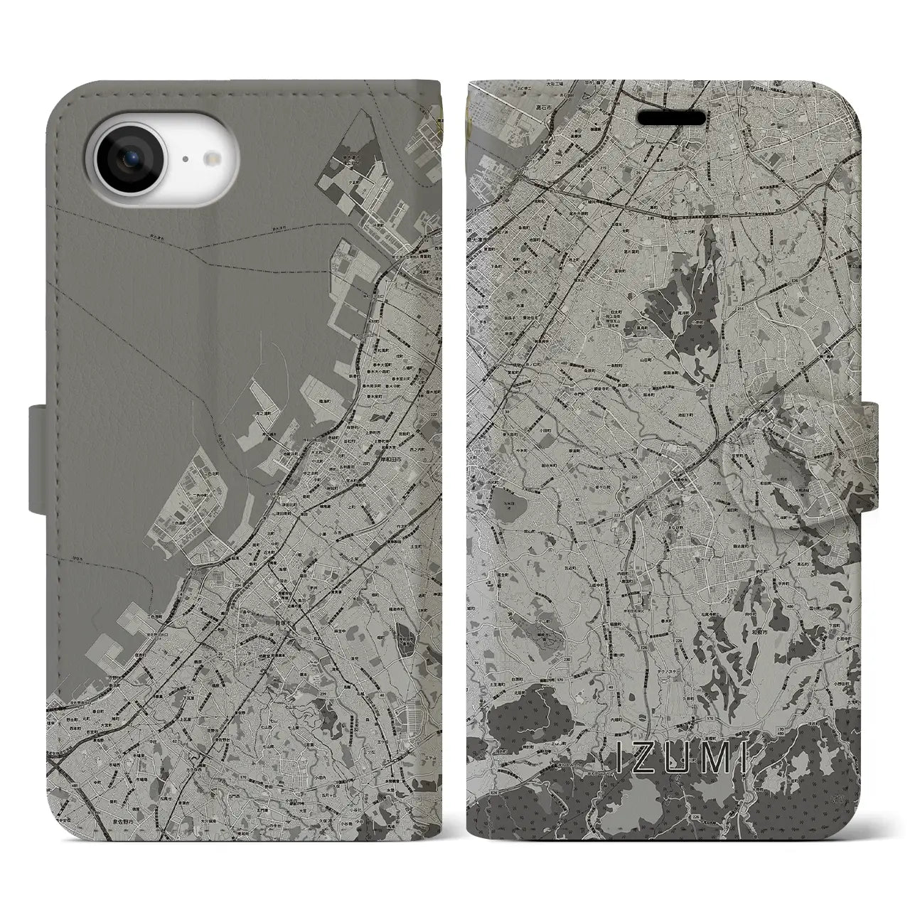 【和泉(大阪府)】地図柄iPhoneケース(手帳タイプ)