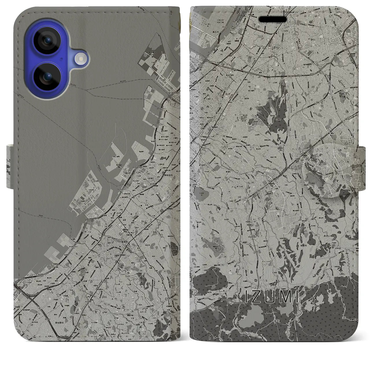 【和泉(大阪府)】地図柄iPhoneケース(手帳タイプ)