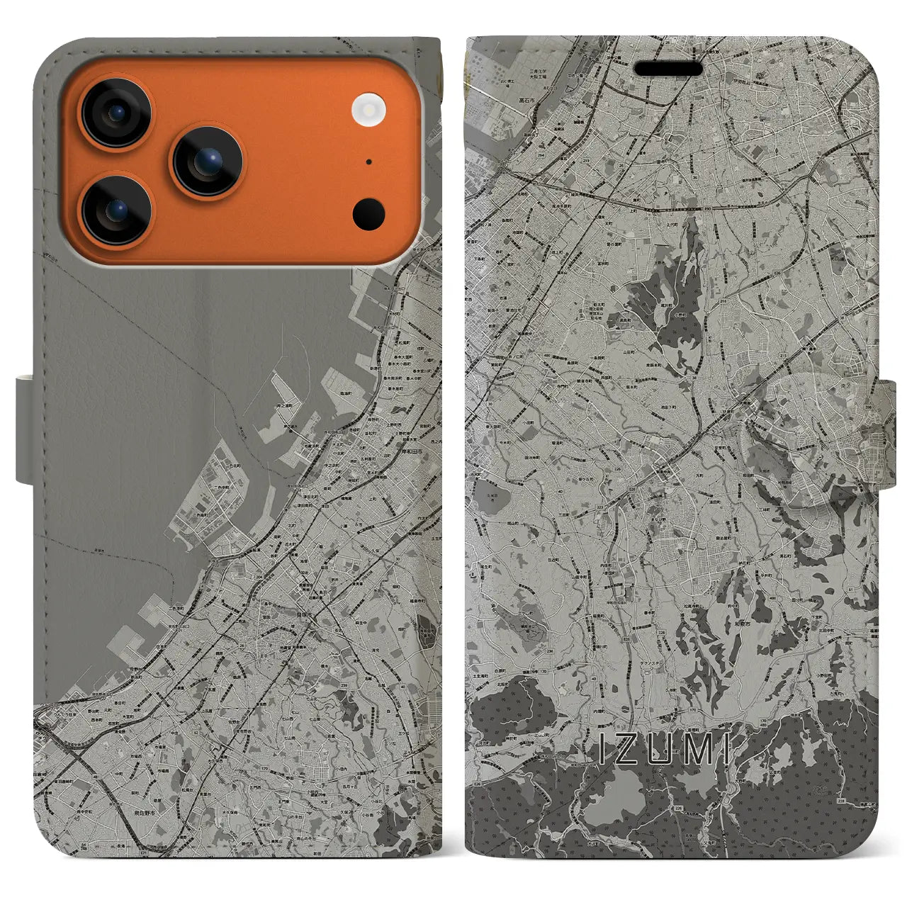 【和泉(大阪府)】地図柄iPhoneケース(手帳タイプ)