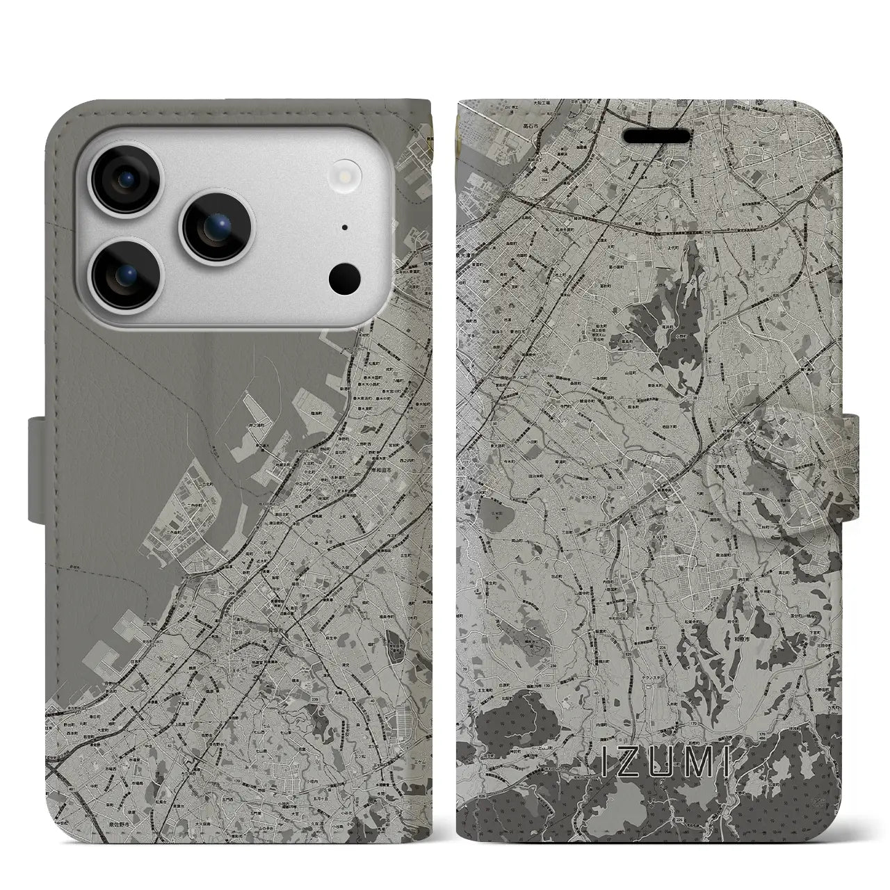 【和泉(大阪府)】地図柄iPhoneケース(手帳タイプ)