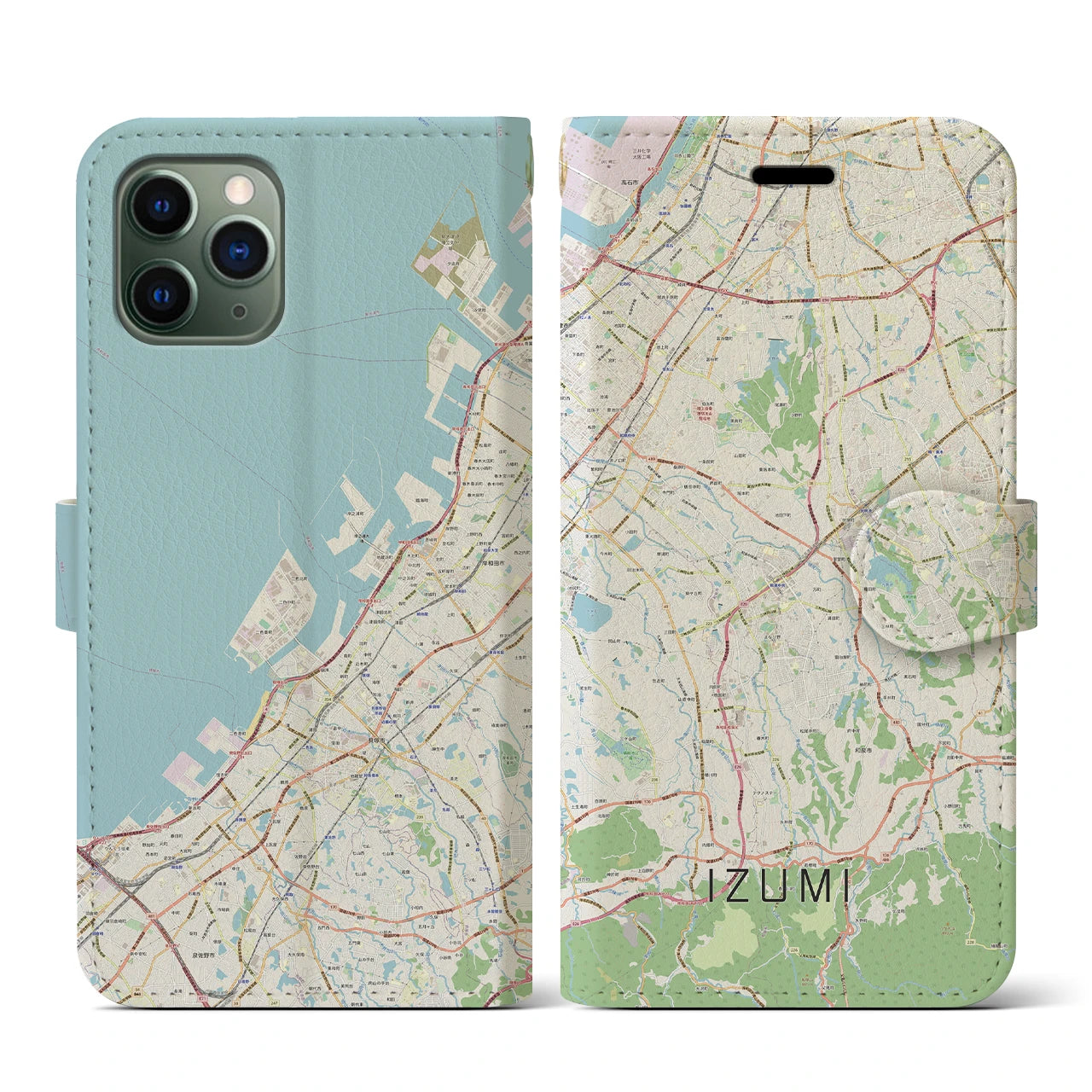 【和泉(大阪府)】地図柄iPhoneケース(手帳タイプ)ナチュラル・iPhone 11 Pro 用