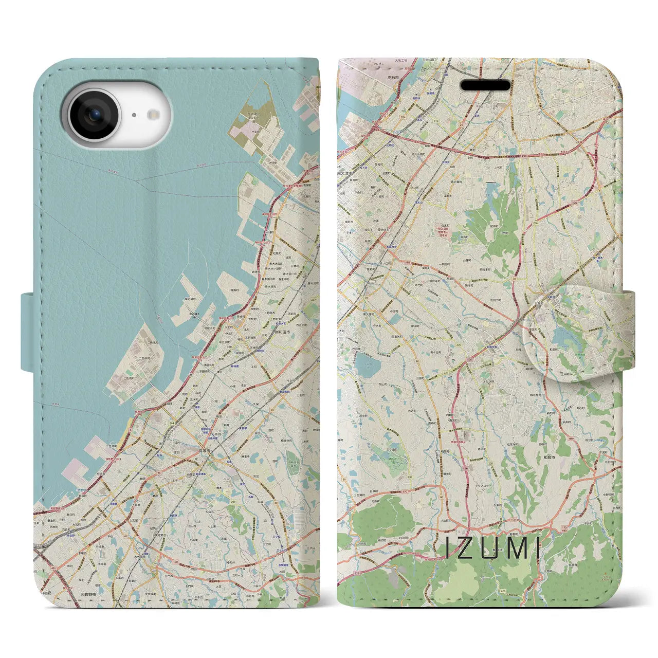 【和泉(大阪府)】地図柄iPhoneケース(手帳タイプ)