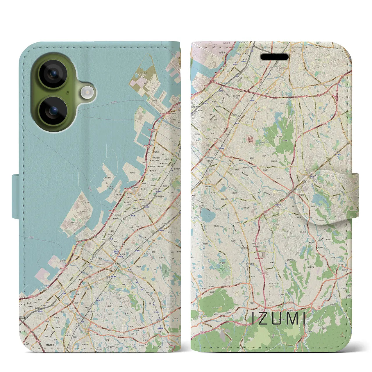 【和泉(大阪府)】地図柄iPhoneケース(手帳タイプ)