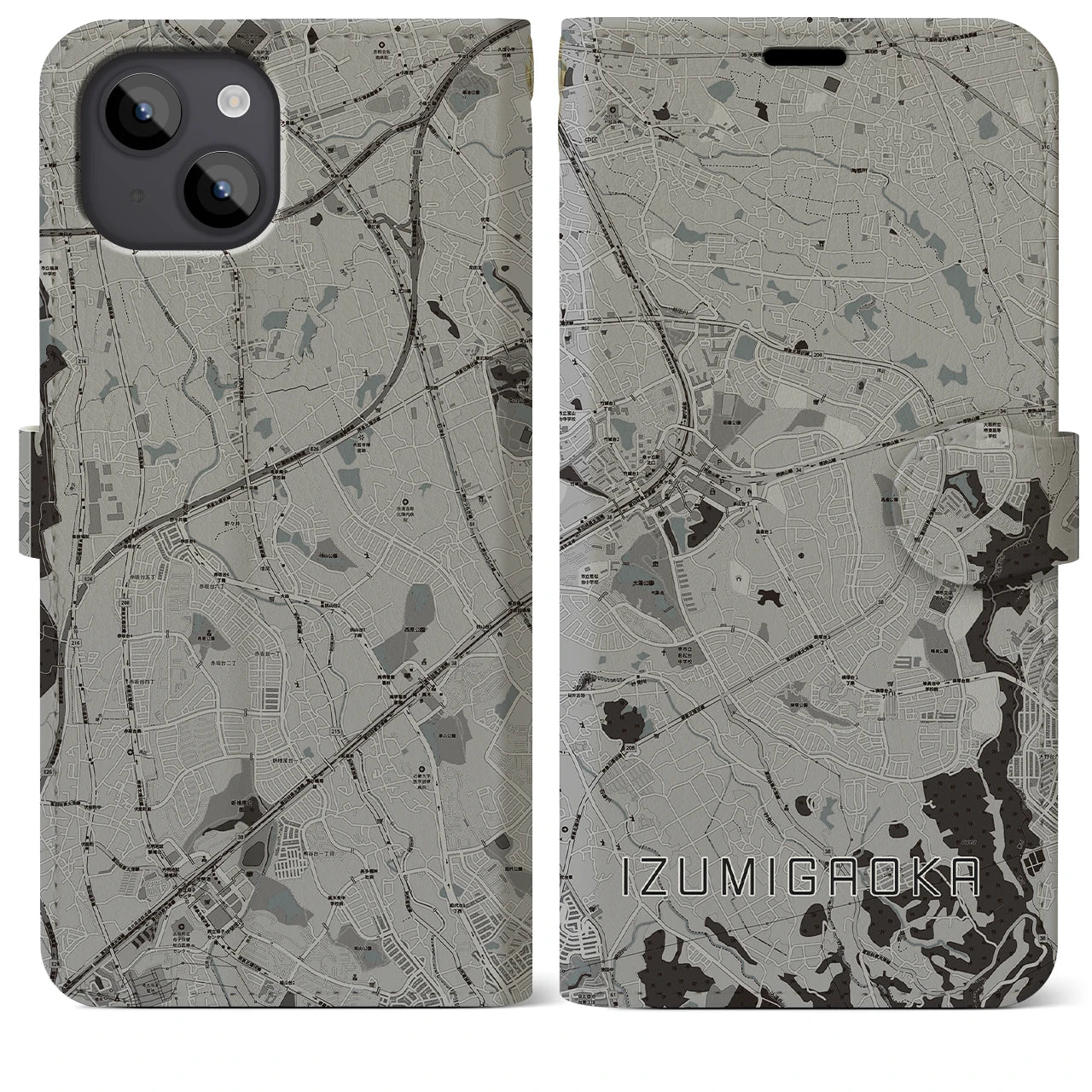 【泉ケ丘(大阪府)】地図柄iPhoneケース(手帳タイプ)