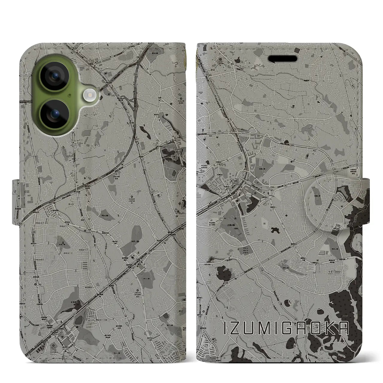 【泉ケ丘(大阪府)】地図柄iPhoneケース(手帳タイプ)