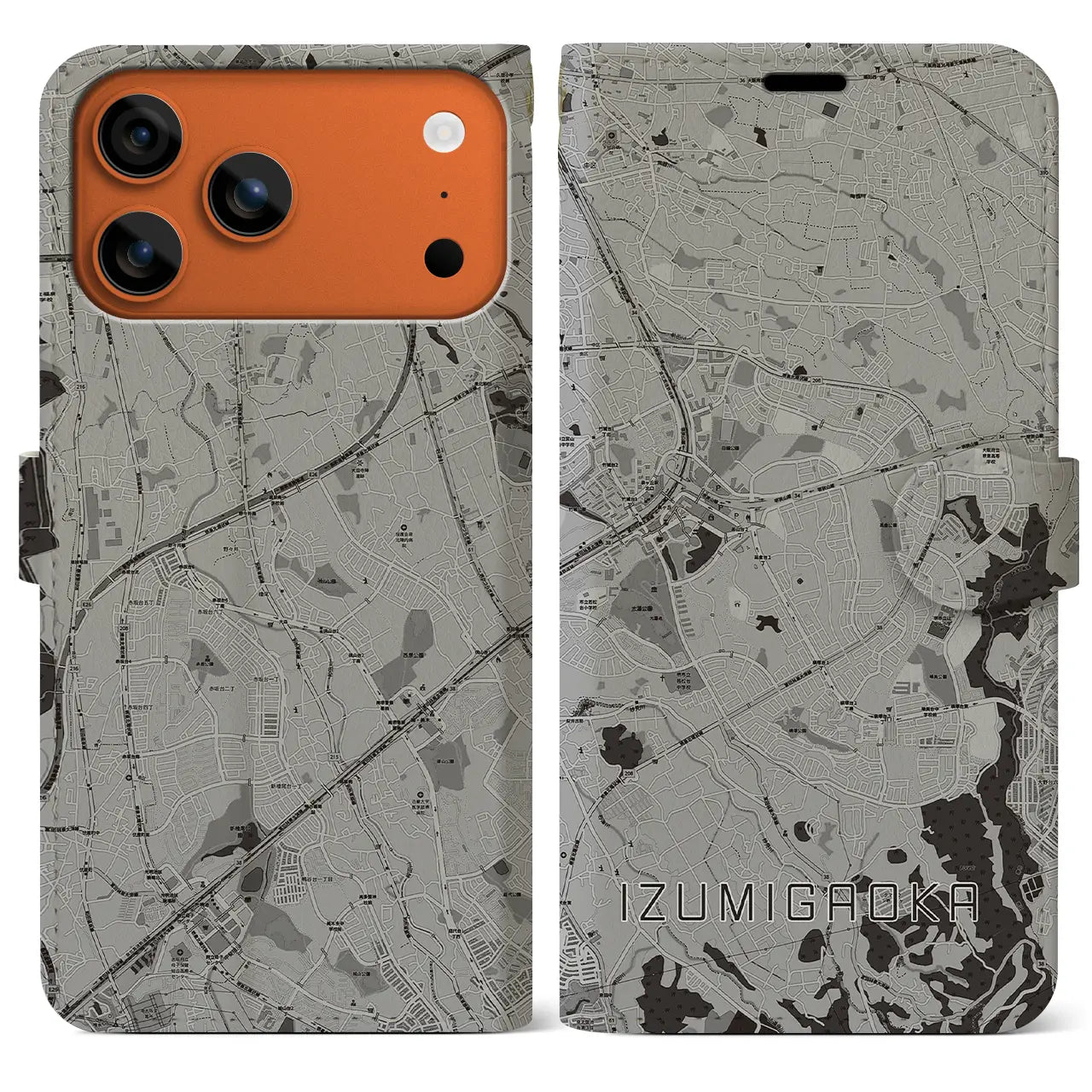 【泉ケ丘(大阪府)】地図柄iPhoneケース(手帳タイプ)