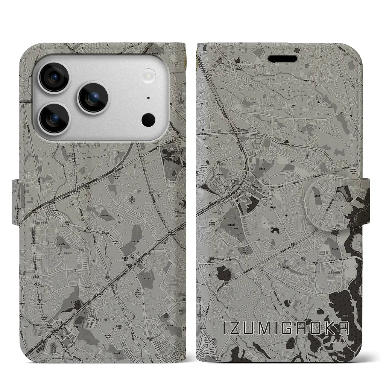 【泉ケ丘(大阪府)】地図柄iPhoneケース(手帳タイプ)