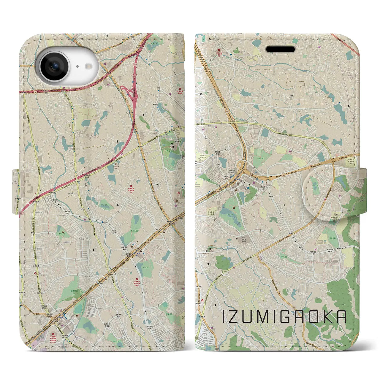 【泉ケ丘(大阪府)】地図柄iPhoneケース(手帳タイプ)