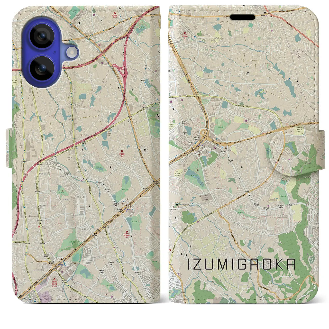 【泉ケ丘(大阪府)】地図柄iPhoneケース(手帳タイプ)