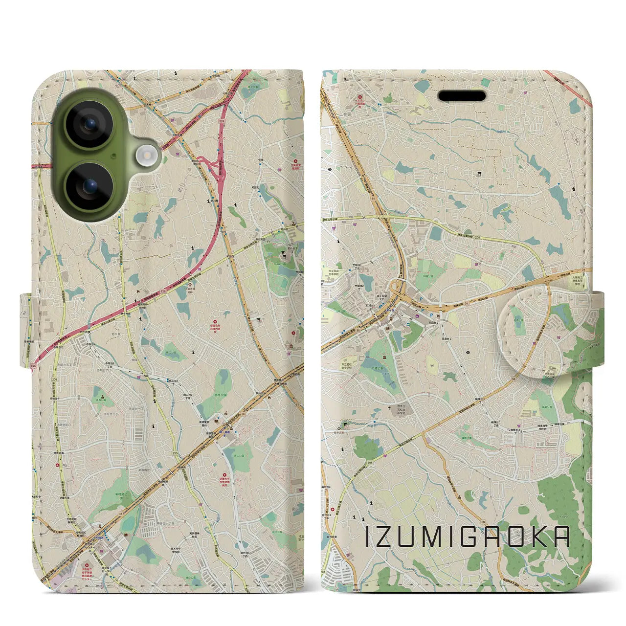 【泉ケ丘(大阪府)】地図柄iPhoneケース(手帳タイプ)