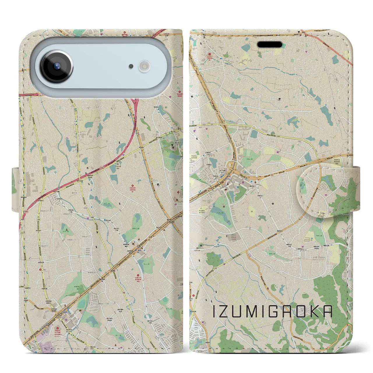 【泉ケ丘(大阪府)】地図柄iPhoneケース(手帳タイプ)