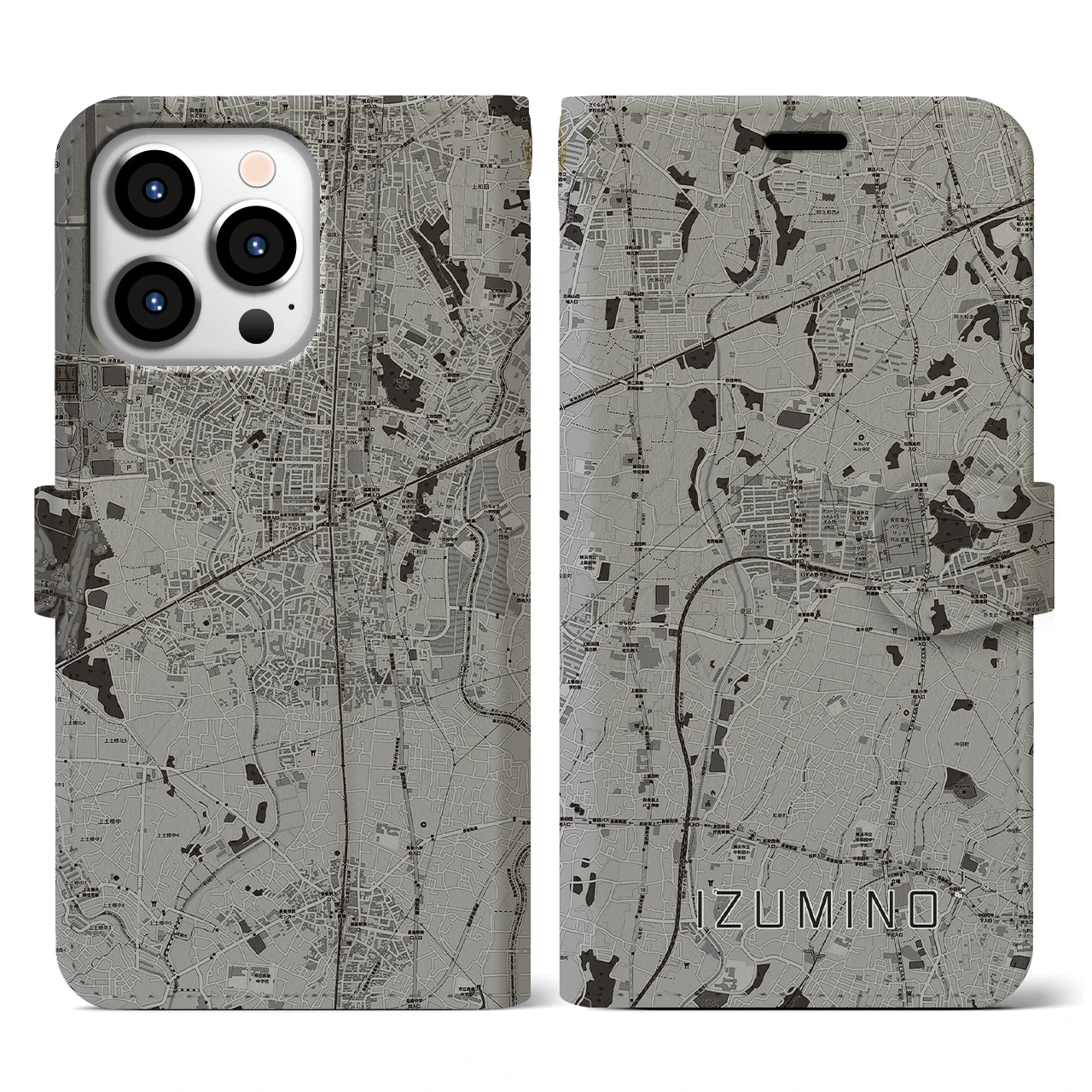 【いずみ野(神奈川県)】地図柄iPhoneケース(手帳タイプ)