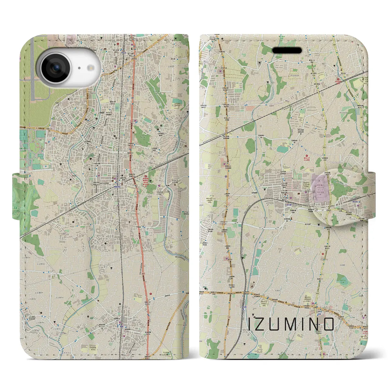 【いずみ野(神奈川県)】地図柄iPhoneケース(手帳タイプ)