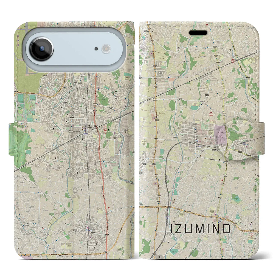 【いずみ野(神奈川県)】地図柄iPhoneケース(手帳タイプ)ナチュラル・iPhone 17 Pro Max 用