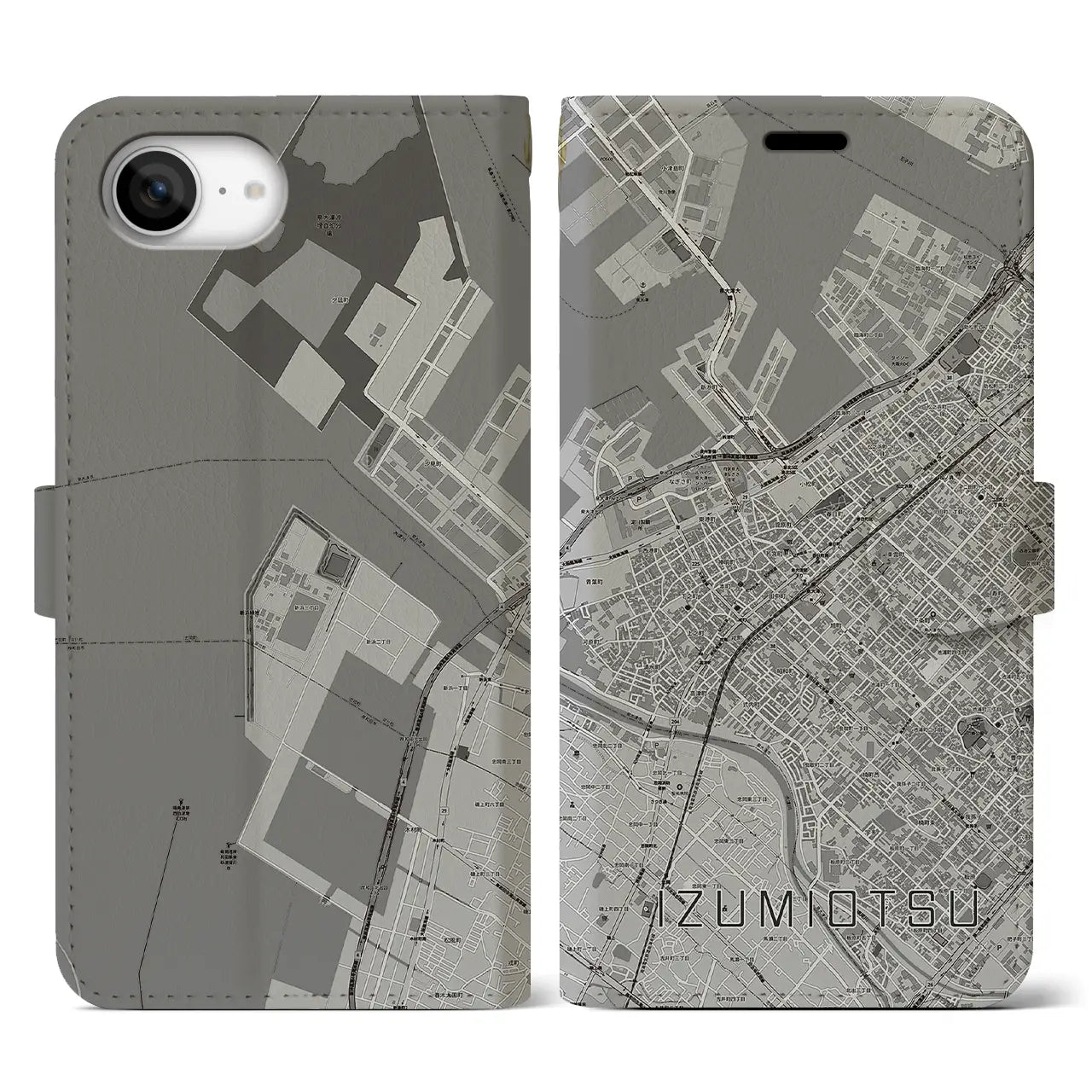 【泉大津(大阪府)】地図柄iPhoneケース(手帳タイプ)