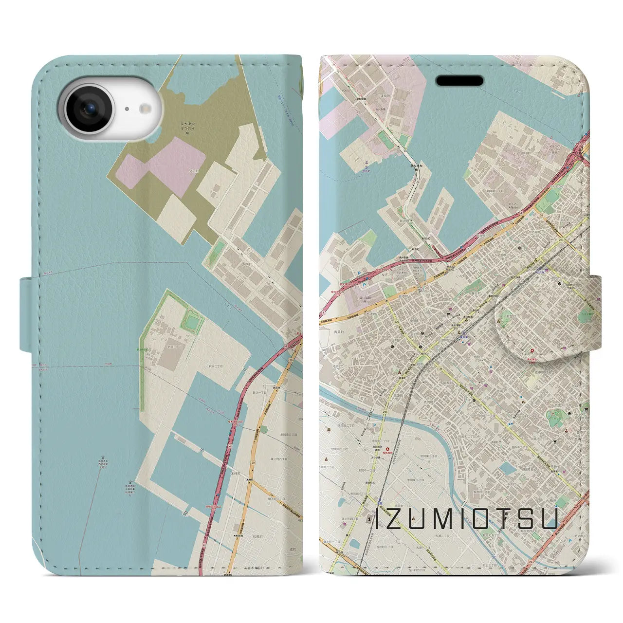 【泉大津(大阪府)】地図柄iPhoneケース(手帳タイプ)