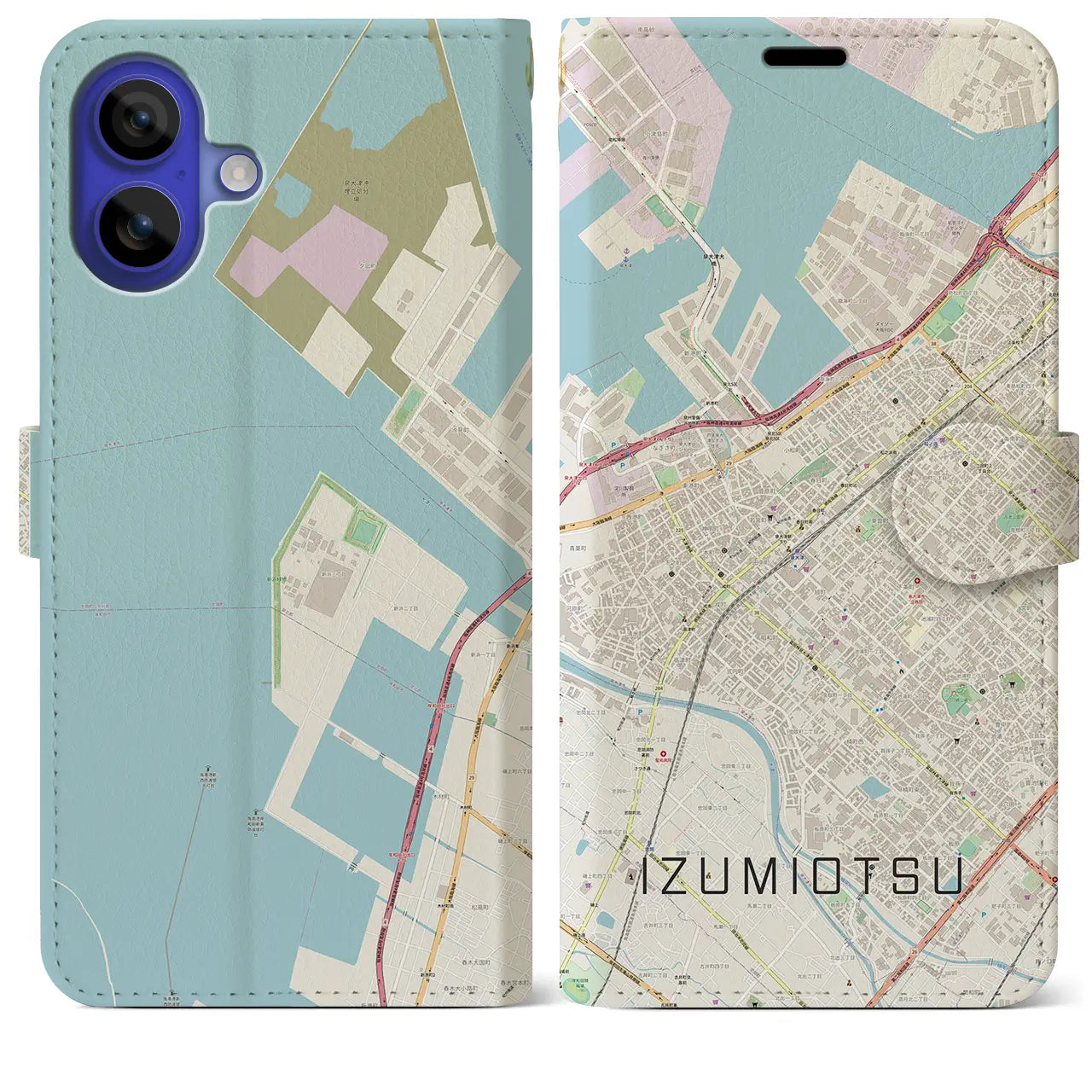 【泉大津(大阪府)】地図柄iPhoneケース(手帳タイプ)ナチュラル・iPhone 16 Pro Max 用