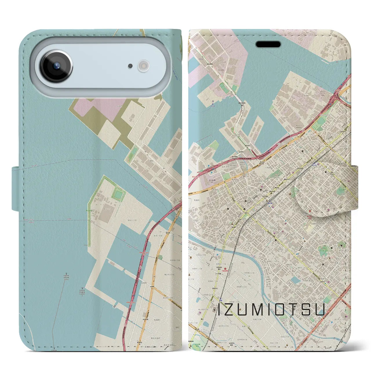 【泉大津(大阪府)】地図柄iPhoneケース(手帳タイプ)